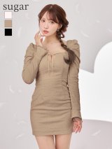 【予約商品/10月上旬発送予定】XSサイズあり【ROBE de FLEURS/ローブドフルール】ストーン付き/ ベロア/ バックオープン/ タイト/ ミニドレス/ キャバドレス[OF08]