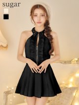 【予約商品/11月下旬発送予定】XSサイズあり【ROBE de FLEURS/ローブドフルール】レース/ ハイネック/ セットアップ/ フレア/ ミニドレス/ キャバドレス[OF08]