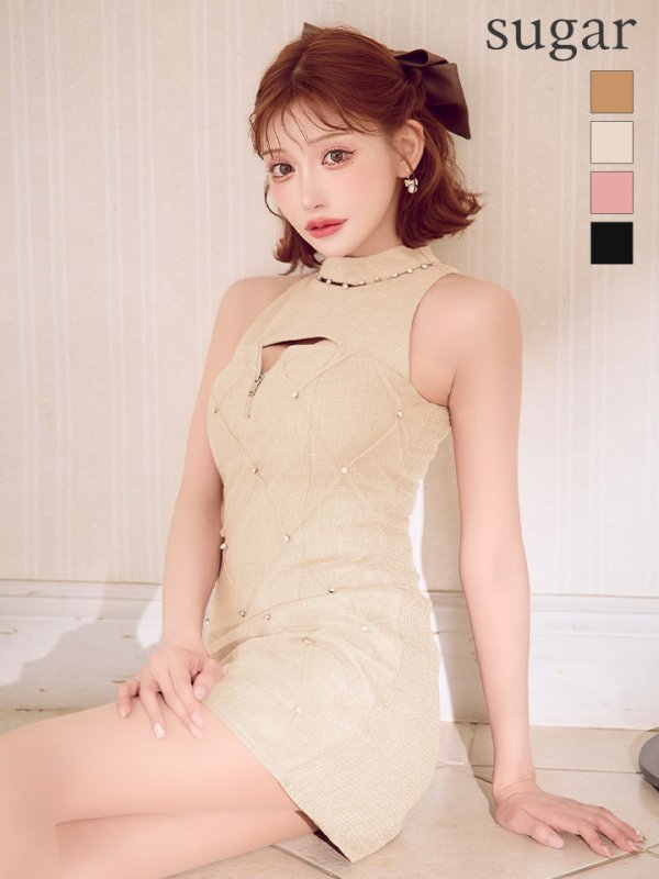 画像1: 【予約商品/10月下旬発送予定】XSサイズあり【ROBE de FLEURS/ローブドフルール】ビジュー/ バストジップ/ タイト/ ミニドレス/ キャバドレス[OF08]