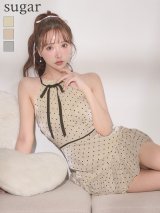 【予約商品/3月中旬発送予定】XSサイズあり【ROBE de FLEURS/ローブドフルール】ドット/ オーガンジー/ ホルターリボン/ ミニドレス/ キャバドレス[OF08]