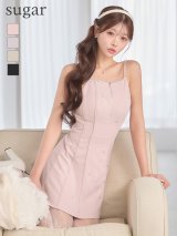 【かな/関西コレクション着用】XSサイズあり【ROBE de FLEURS/ローブドフルール】バックリボン/ ビジュー/ キャミ/ ストレッチ/ フレア/ ミニドレス/ キャバドレス[OF08]