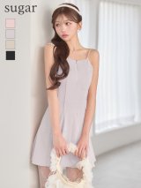 【かな/関西コレクション着用】XSサイズあり【ROBE de FLEURS/ローブドフルール】バックリボン/ ビジュー/ キャミ/ ストレッチ/ フレア/ ミニドレス/ キャバドレス[OF08]