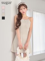 【かな/関西コレクション着用】XSサイズあり【ROBE de FLEURS/ローブドフルール】バックリボン/ ビジュー/ キャミ/ ストレッチ/ フレア/ ミニドレス/ キャバドレス[OF08]