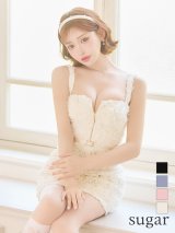 【予約商品/8月上旬発送予定】XSサイズあり【ROBE de FLEURS/ローブドフルール】ガーリーローズレース/ サテン/ タイト/ ミニドレス/ キャバドレス[OF2]