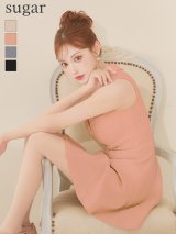 【予約商品/7月下旬発送予定】XSサイズあり【ROBE de FLEURS/ローブドフルール】襟付き/ シンプル/ ラメ/ フレア/ ミニドレス/ キャバドレス[OF2]