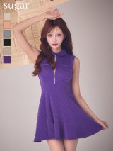 XSサイズあり【ROBE de FLEURS/ローブドフルール】襟付き/ シンプル/ ラメ/ フレア/ ミニドレス/ キャバドレス[O0F08]