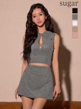 XSサイズあり【ROBE de FLEURS/ローブドフルール】sugarコラボ/ 襟付き/ ハートボタン/ セットアップ/ ミニドレス/ キャバドレス[OF08]