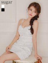 【予約商品/9月上旬発送予定】XSサイズあり【ROBE de FLEURS/ローブドフルール】フェザー/ スパンコール/ ツイード/ タイト/ ミニドレス/ キャバドレス[OF08]