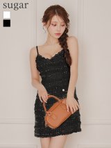 【予約商品/9月上旬発送予定】XSサイズあり【ROBE de FLEURS/ローブドフルール】フェザー/ スパンコール/ ツイード/ タイト/ ミニドレス/ キャバドレス[OF08]