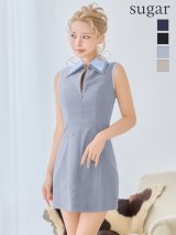 XSサイズあり【ROBE de FLEURS/ローブドフルール】襟付き/ ノースリーブ/ タイト/ ミニドレス/ キャバドレス[OF08]