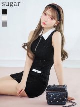 XSサイズあり【ROBE de FLEURS/ローブドフルール】襟つき/ フラワーレース/ サテン/ フレア/ ミニドレス/ キャバドレス[OF2]