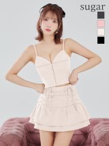 【予約商品/8月中旬発送予定】XSサイズあり【ROBE de FLEURS/ローブドフルール】フロントボタン/ サイドリボン/ セットアップ/ ミニドレス/ キャバドレス[OF2]