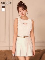 【予約商品/1月下旬発送予定】XSサイズあり【ROBE de FLEURS/ローブドフルール】フラワーレース/ リボン/ フレア/ セットアップ/ ミニドレス/ キャバドレス[OF08]