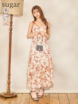 【まいか/関西コレクション着用】【予約商品/4月下旬発送予定】XSサイズあり【ROBE de FLEURS/ローブドフルール】フラワー/ シフォン/ ティアード/ フリル/ ワンピース/ ミディアムドレス/ キャバドレスlong[OF08]