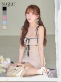 【予約商品/6月上旬発送予定】XSサイズあり【ROBE de FLEURS/ローブドフルール】 スパンコール/ ギャザー/リボン/ シフォン/ キャミソール/ セットアップ/ ミニ/ キャバドレス[OF08]