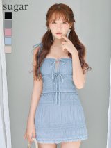 【予約商品/6月上旬発送予定】XSサイズあり【ROBE de FLEURS/ローブドフルール】 シフォン/ キャミソール/ リボン/ タイト/ バイカラーあり/ フリル/ ミニドレス/ キャバドレス[OF08]