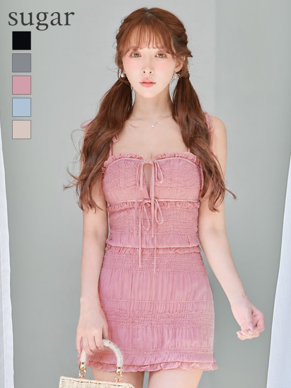 ピンク　モデル：三上悠亜　身長：159cm　着用サイズ：Sサイズ