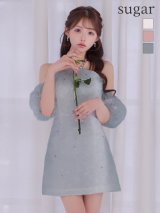 【予約商品/1月下旬発送予定】XSサイズあり【ROBE de FLEURS/ローブドフルール】フラワーレース/ ラメチュール/ ホルター/ タイト/ ミニドレス/ キャバドレス[OF08]