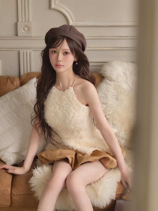 アイボリー×ブラウン　モデル：るい　身長：161cm　着用サイズ：Sサイズ