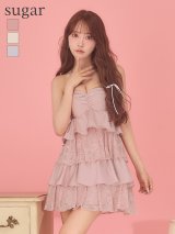 XSサイズあり【ROBE de FLEURS/ローブドフルール】スパンコール/ レース/ ティアード/ フリル/ ミニドレス/ キャバドレス[OF08]