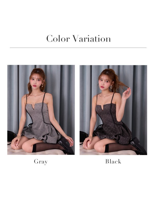 画像22: 【予約商品/12月中旬発送予定】XSサイズあり【ROBE de FLEURS/ローブドフルール】ドット柄/ バルーン/ ガーリー/ フレア/ ミニドレス/ キャバドレス[OF08]