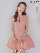 【たまごあゆみ/関西コレクション着用】XSサイズあり【ROBE de FLEURS/ローブドフルール】ボリュームチュール/ ドッキングニット/ ベルト/ ノースリーブ/ フレア/ Aライン/ ミニドレス/ キャバドレス[OF08]【一部予約商品/8月上旬発送予定】
