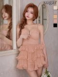 【ROBE de FLEURS/ローブドフルール】バストジップ/ ティアード/ フリル/ シャーリング/ フレア/ ミニドレス/ キャバドレス[OF08]【一部予約商品/12月下旬発送予定】