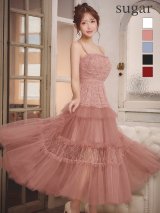 【予約商品/11月中旬発送予定】【ROBE de FLEURS/ローブドフルール】2way/ ベアトップ/ キャミソール/ パール/ レース/ サテン/ シアー/ チュール/ ティアード/ フリル/ ワンピース/ フレア/ ミディアムドレス/ キャバドレス[OF08]