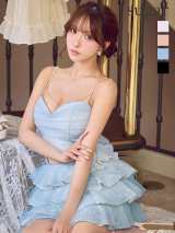 【予約商品/9月上旬発送予定】XSサイズあり【ROBE de FLEURS/ローブドフルール】ビジュー/ ラメ/ チュール/ フレア/ セットアップ/ ティアード/ ミニドレス/ キャバドレス[OF08]