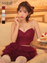 sugarオリジナルカラー・XSサイズあり【予約商品/9月上旬発送予定】【ROBE de FLEURS/ローブドフルール】ビジュー/ ラメ/ チュール/ フレア/ セットアップ/ フリル/ ティアード/ ミニドレス/ キャバドレス[OF08]