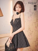 【予約商品/10月下旬発送予定】【ROBE de FLEURS/ローブドフルール】チェック/ ニット/ バストジップ/ フレア/ ミニドレス/ キャバドレス[OF08]