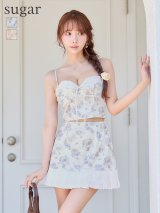 【予約商品/6月上旬発送予定】XSサイズあり【ROBE de FLEURS/ローブドフルール】フラワー/ プリーツ/ リボン/ キャミソール/ ストレッチ/ セットアップ/ ミニドレス/ キャバドレス[OF08]