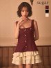 ボルドーxアイボリー　モデル：天海りこ　身長：156cm　着用サイズ：Sサイズ