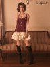 ボルドーxアイボリー　モデル：天海りこ　身長：156cm　着用サイズ：Sサイズ