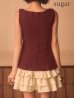 ボルドーxアイボリー　モデル：天海りこ　身長：156cm　着用サイズ：Sサイズ