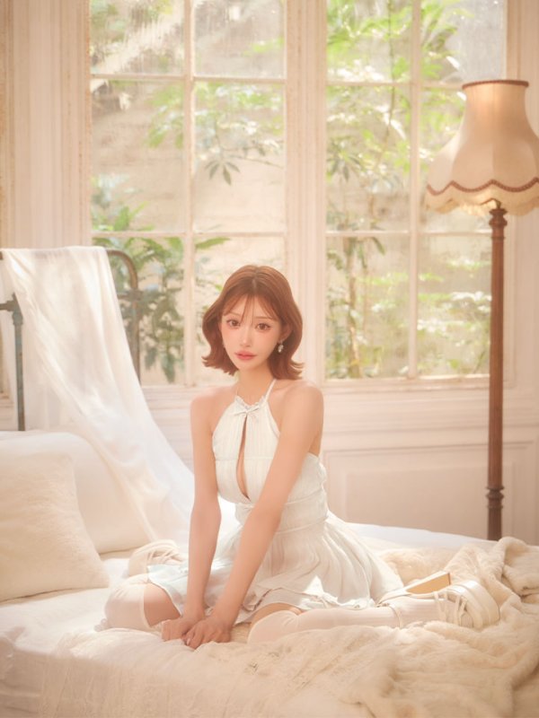 画像14: 【予約商品/9月下旬発送予定】】【ROBE de FLEURS/ローブドフルール】 ホルターネック/ ティアード/ 2段フリル/ フレア/ シフォン/ サテン/ フリル/ ミニドレス/ キャバドレス[OF08]