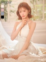 【予約商品/9月下旬発送予定】】【ROBE de FLEURS/ローブドフルール】 ホルターネック/ ティアード/ 2段フリル/ フレア/ シフォン/ サテン/ フリル/ ミニドレス/ キャバドレス[OF08]