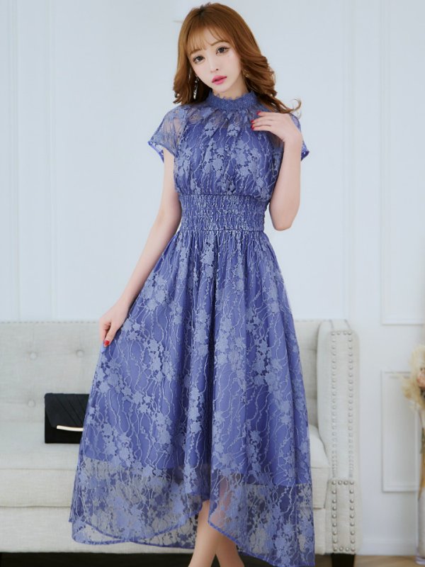 画像34: 【AMORA GRACE / アモーラグレース】 オケージョンドレス/ パーティードレス/ お呼ばれドレス/ 半袖/ 袖あり/ 総レース/ ハイネック/ タック/ ミディアム丈/ 膝丈/ ワンピース/ キャバドレス[OF05]