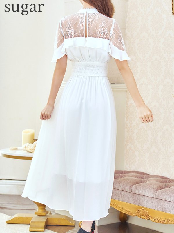 画像9: Lサイズあり【AMORA GRACE / アモーラグレース】 オケージョンドレス/ パーティードレス/ お呼ばれドレス/ ハイネック/ レース/ 袖あり/ Aライン/ ミモレ丈/ ワンピース/ キャバドレス[OF05]