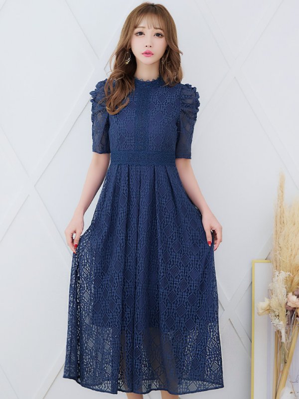 画像12: 【AMORA GRACE / アモーラグレース】 オケージョンドレス/ パーティードレス/ お呼ばれドレス/ 総レース/ パフスリーブ/ 袖あり/ 五分袖/ ミモレ丈/ ワンピース/ キャバドレス[OF05]