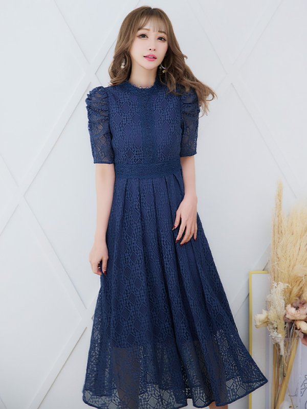 画像13: 【AMORA GRACE / アモーラグレース】 オケージョンドレス/ パーティードレス/ お呼ばれドレス/ 総レース/ パフスリーブ/ 袖あり/ 五分袖/ ミモレ丈/ ワンピース/ キャバドレス[OF05]