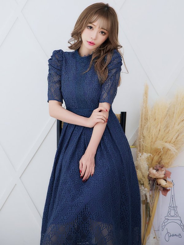 画像15: 【AMORA GRACE / アモーラグレース】 オケージョンドレス/ パーティードレス/ お呼ばれドレス/ 総レース/ パフスリーブ/ 袖あり/ 五分袖/ ミモレ丈/ ワンピース/ キャバドレス[OF05]