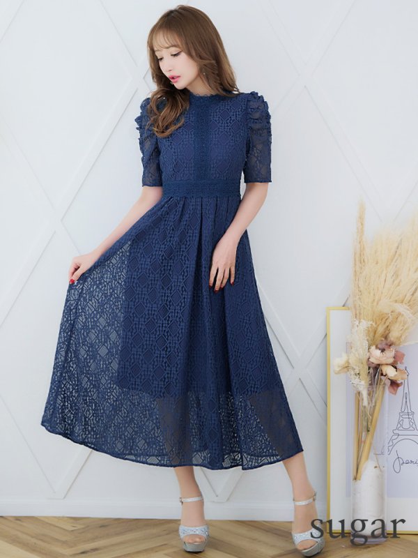 画像16: 【AMORA GRACE / アモーラグレース】 オケージョンドレス/ パーティードレス/ お呼ばれドレス/ 総レース/ パフスリーブ/ 袖あり/ 五分袖/ ミモレ丈/ ワンピース/ キャバドレス[OF05]