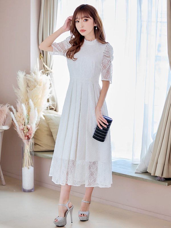 画像30: 【AMORA GRACE / アモーラグレース】 オケージョンドレス/ パーティードレス/ お呼ばれドレス/ 総レース/ パフスリーブ/ 袖あり/ 五分袖/ ミモレ丈/ ワンピース/ キャバドレス[OF05]