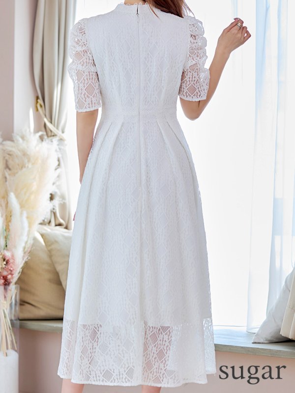 画像36: 【AMORA GRACE / アモーラグレース】 オケージョンドレス/ パーティードレス/ お呼ばれドレス/ 総レース/ パフスリーブ/ 袖あり/ 五分袖/ ミモレ丈/ ワンピース/ キャバドレス[OF05]