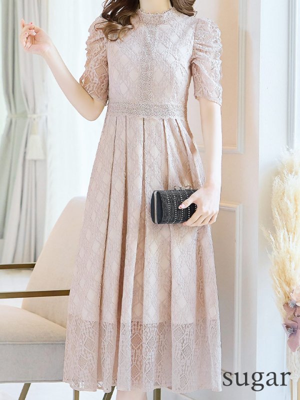 画像26: 【AMORA GRACE / アモーラグレース】 オケージョンドレス/ パーティードレス/ お呼ばれドレス/ 総レース/ パフスリーブ/ 袖あり/ 五分袖/ ミモレ丈/ ワンピース/ キャバドレス[OF05]