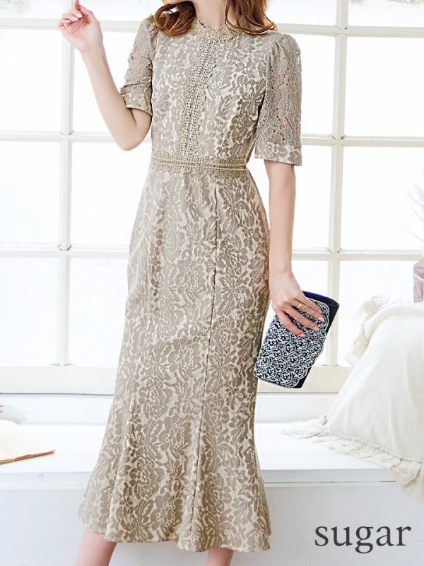 画像17: 【AMORA GRACE / アモーラグレース】 オケージョンドレス/ パーティードレス/ お呼ばれドレス/ 総レース/ パフスリーブ/ 袖あり/ 五分袖/ ミモレ丈/ マーメイド/ ワンピース/ キャバドレス[OF05]