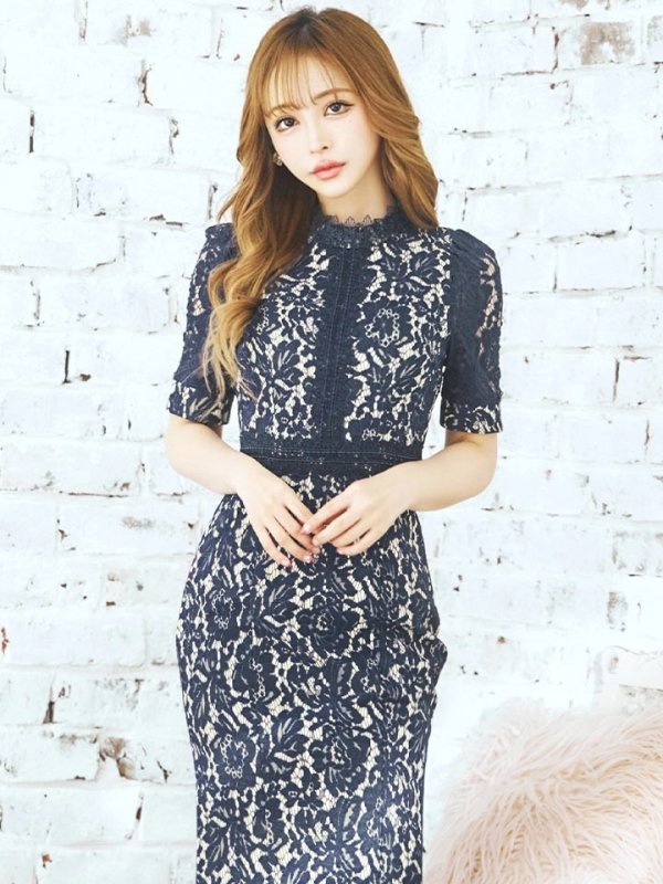 画像41: 【AMORA GRACE / アモーラグレース】 オケージョンドレス/ パーティードレス/ お呼ばれドレス/ 総レース/ パフスリーブ/ 袖あり/ 五分袖/ ミモレ丈/ マーメイド/ ワンピース/ キャバドレス[OF05]