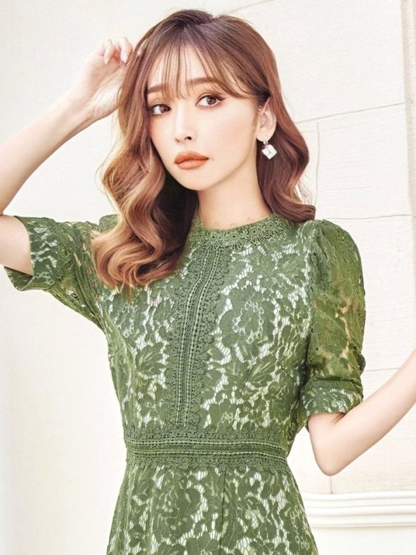 画像5: 【AMORA GRACE / アモーラグレース】 オケージョンドレス/ パーティードレス/ お呼ばれドレス/ 総レース/ パフスリーブ/ 袖あり/ 五分袖/ ミモレ丈/ マーメイド/ ワンピース/ キャバドレス[OF05]