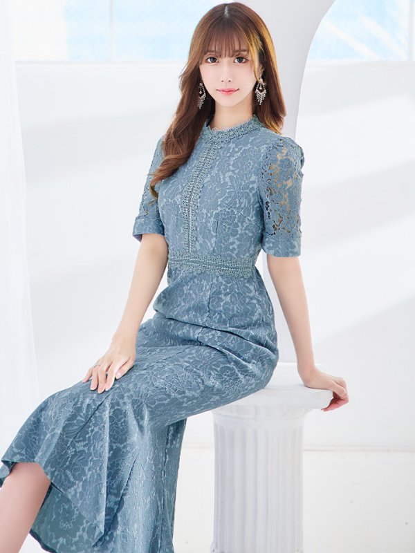 画像32: 【AMORA GRACE / アモーラグレース】 オケージョンドレス/ パーティードレス/ お呼ばれドレス/ 総レース/ パフスリーブ/ 袖あり/ 五分袖/ ミモレ丈/ マーメイド/ ワンピース/ キャバドレス[OF05]